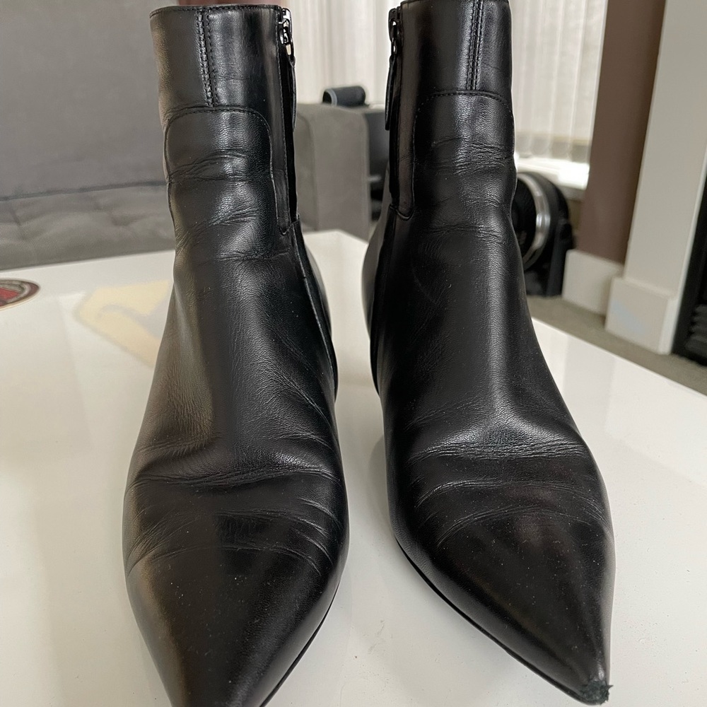 Black leather, ankle length Baleciaga boots, size 40